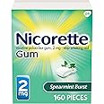 Nicorette Coated 2mg Nicotine Gum to Quit Smoking - Spearmint Burst Flavored Stop Smoking Aid - 160 Count