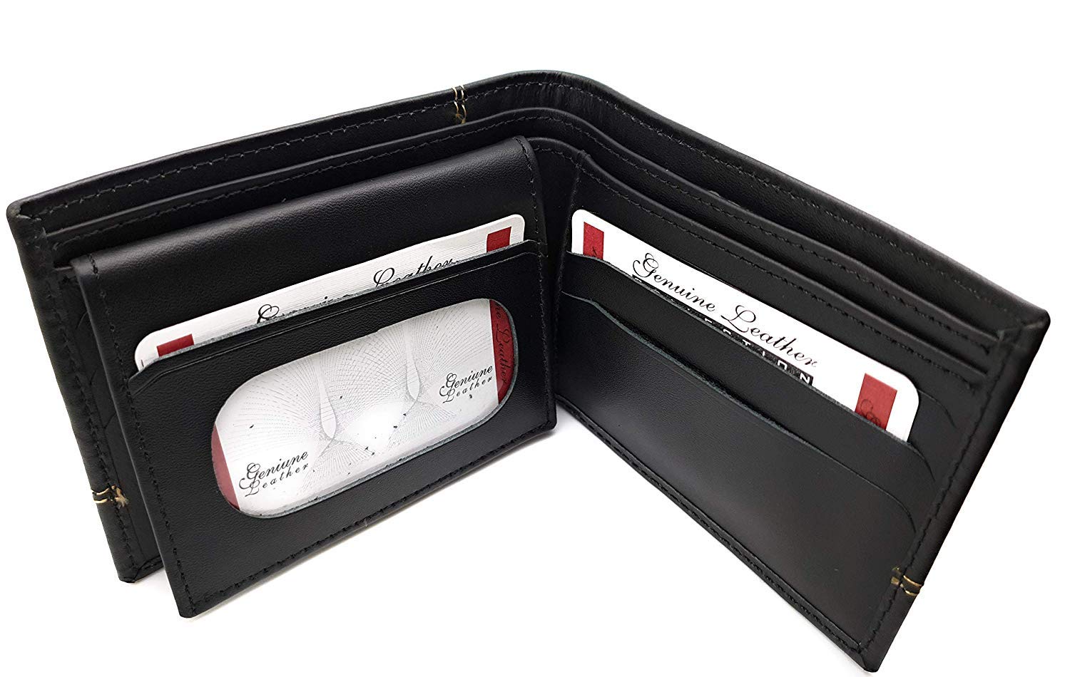 Saaqaans SW-01 High Quality Genuine Cowhide Leather Men\'s Wallet Purse - Perfect Gift for Him (Black)