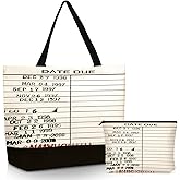 Sieral 2 Pcs Librarian Gifts for Women Due Date Library Book Bag Reusable Canvas Cosmetic Bag with Zipper Pouch Book Lovers Gifts for Friends Librarian Valentine Club Birthday for Readers