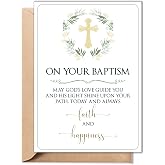 TRIDECOR Baptism Card, Christian Christening Card, Folded 5x7 with Envelope | Perfect for baby girls, baby boys, children, adults, godchildren and family celebrations.