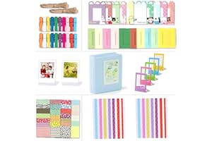 Riosin Instant Camera Accessories Bundle Compatible with Fujifilm Instax Mini 12 11 Camera Include Mini Photo Album,Film Frames,Wall Hang Frames,Border Stickers,Corner Stickers (Pastel Blue)