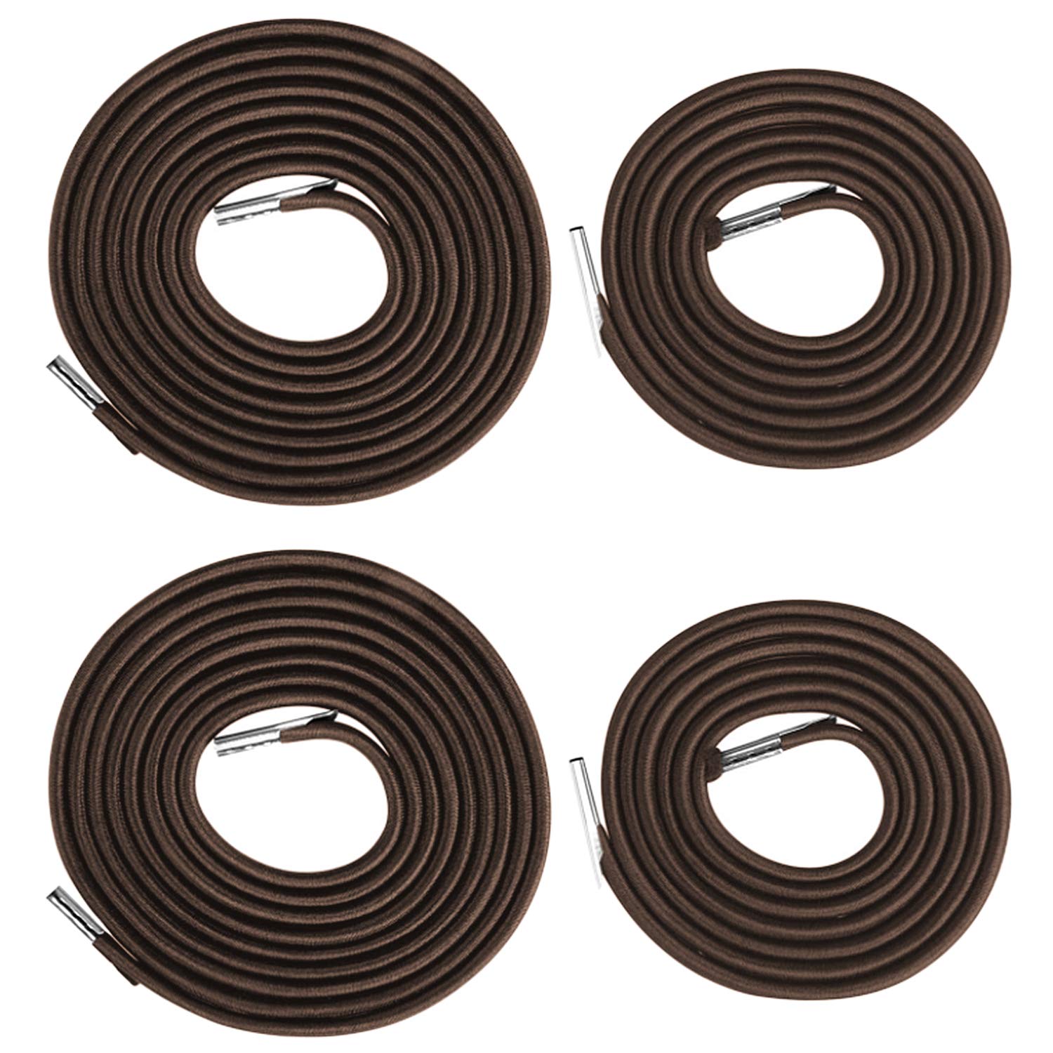 Flexzion Replacement Cord for Gravity Chair - 4 Brown Cords (2 Long 2 Short) - Universal Nylon Laces Repair Kit for Zero Gravity, Bungee, String, Elastic, Lawn Chairs & Outdoor Lounge Patio Recliners