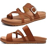 KuaiLu Womens Orthopedic Sandals With Comfortable Arch Support Cushion Yoga Mat Slides Fashion Summer Beach Flat Sandles Adjustable Open Toe Travel Outdoor Plantar Fasciitis Flip Flops US Size 5-11