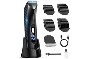 VACASSO Body Hair Trimmer for Men, Manscape Groin Trimmer/Shaver, IPX7 Waterproof Wet/Dry Groomer with LED Light, Replaceable Ceramic Blade Heads, USB Dock, Men’s Ball Shaver, Gifts for Father, Husband,Son