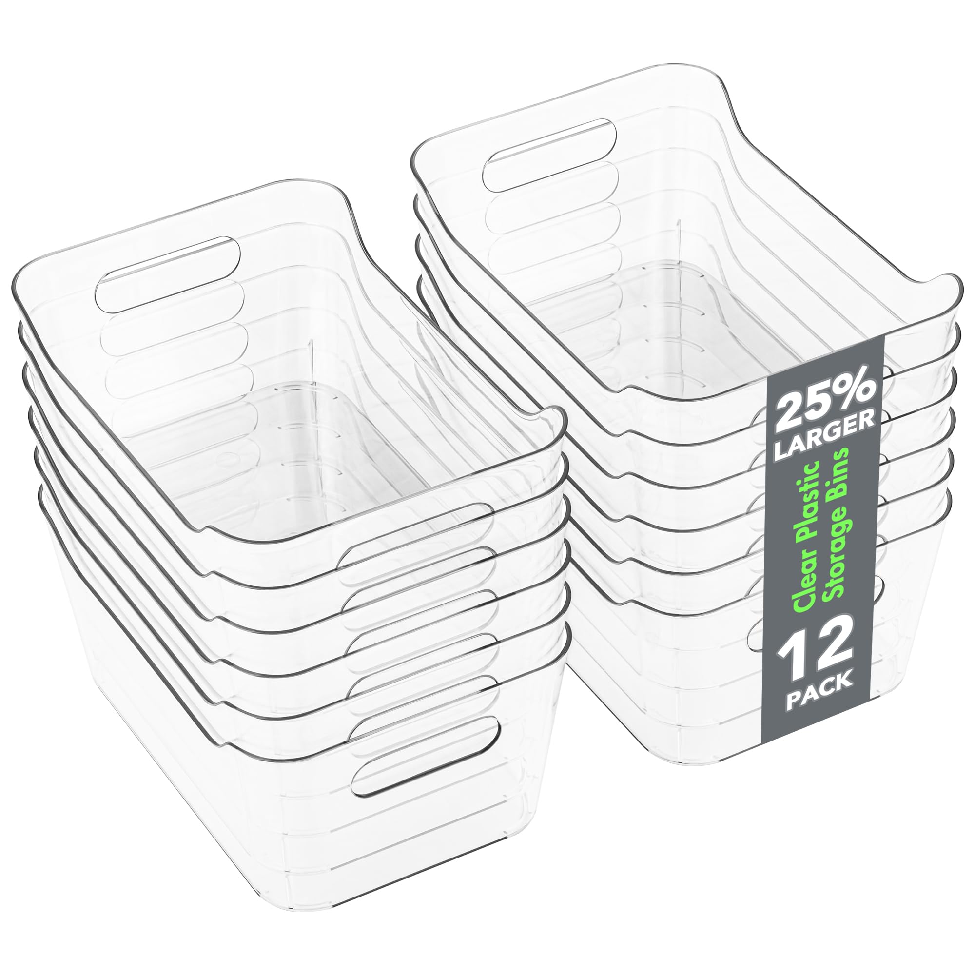 Photo 1 of Tiawudi 12 Pack Plastic Storage Bins, Multi-Use Organizer Bins, Pantry Organizer, Clear Storage Containers for Home, Kitchen, Office, Cabinet, Shelf and Fridge Organization