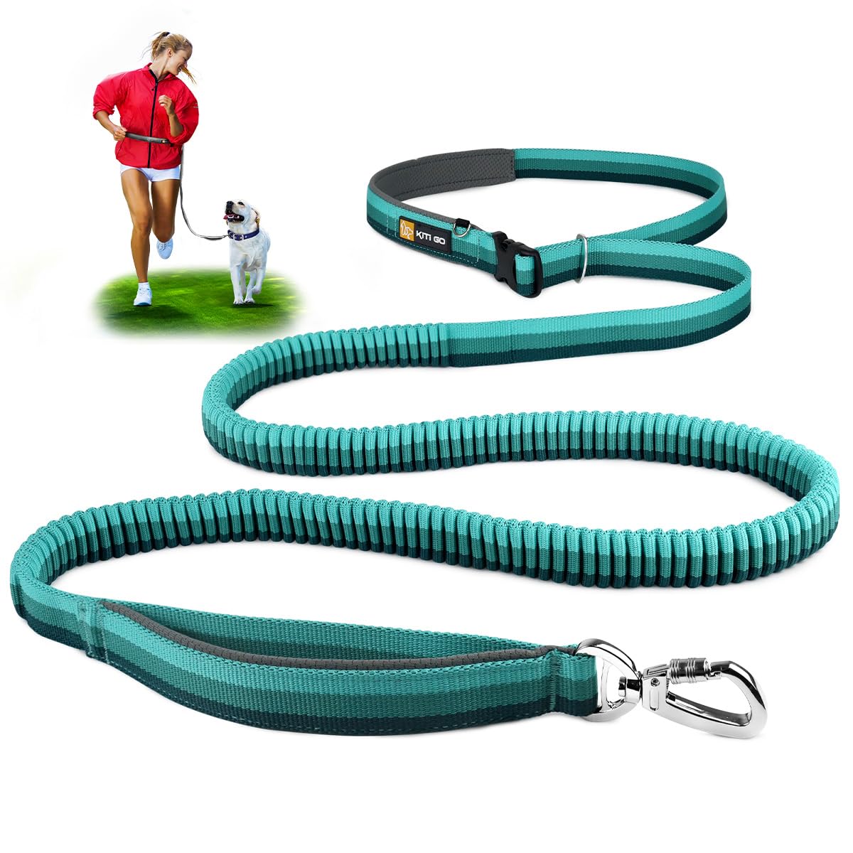 Photo 1 of 5 in 1 Hands-Free Dog Leash, Adjustable Waist Leash with Padded Handles & Shock Absorbing Bungee for Dogs 25-125LBS - Perfect for Walking, Jogging, Hiking, Running, Grey