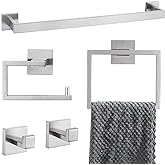 YACVCL 5-Piece Bathroom Hardware Accessories Set 23.6 inch Towel Bar Towel Rack Sets Modern Towel Ring Kit Stainless Steel Wall Mounted (Brushed Nickel)
