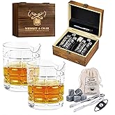 VKDONE Whiskey Cigar Glasses Gift Set for Men - Crystal Old Fashioned Glasses, Whiskey Stones, Cigar Cutter, Tongs, Burlap Bag - Luxury Gift for Whiskey & Cigar Lovers, Dad, Husband, Father's Day