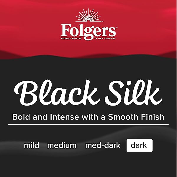 FOLGERS BLACK SILK COFFEE, DARK ROAST, KEURIG K-CUP PODS, 10 COUNT BOX