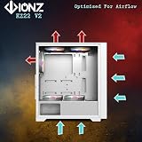 ionz KZ22 V2 PC Gaming Case ATX Hinged Tempered Glass White 4 ARGB Fans view 2