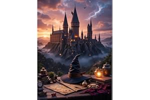 Magic Castle Diamond Art Kits for Adults Beginners,Wizard Hat Diamond Painting Kits for Adults,5D Full Drill DIY Diamond Dot 