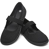 Waluzs Wide Toe Box Flats Shoes Women Knit Ballet Flats Mary Jane Dress Flat Wide Width Walking Shoes Slip-on with Strap