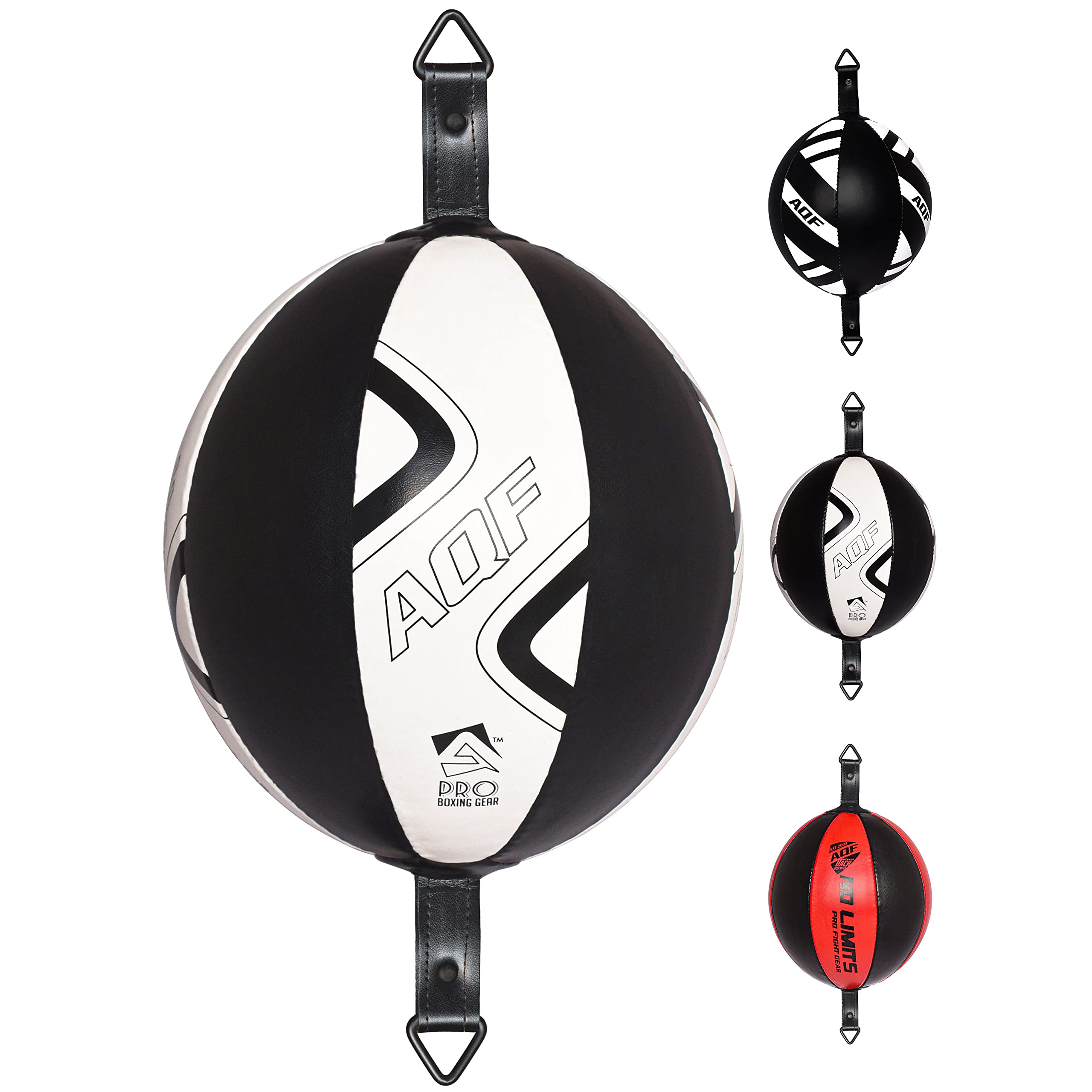 AQF Leather Double-End Boxing Bag Speed Ball - Floor-to-Ceiling Punching Rebound Ball with Adjustable Bungee Cord - Reflex Dodge Speedball for Punching, MMA Training, & Striking Kit