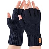Geoxury Fingerless Gloves - Half Finge Thermal Winter Gloves Warm Knitted Gloves for Men Working Running Driving
