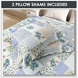 Emma Barclay Cotswold Quilted Patchwork Bedspread Set Blue Double view 6