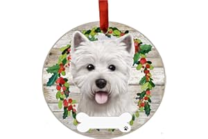 E&S IMPORTS Westie Ornament - E&S Pets - DIY Personalizable - Dog Gifts - Ceramic Round Ornament with Glazed Finish - X-mas Decoration - Christmas Ornaments Craft Gifts - Ornaments for Pet Lovers
