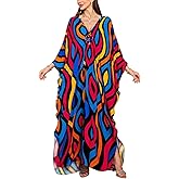 NFVNKJ Boho Kaftan Plus Size Dress for Women, Batwing Sleeve Beach Cover Up, Casual Loose-Fit Loungewear and Swimsuit Dress