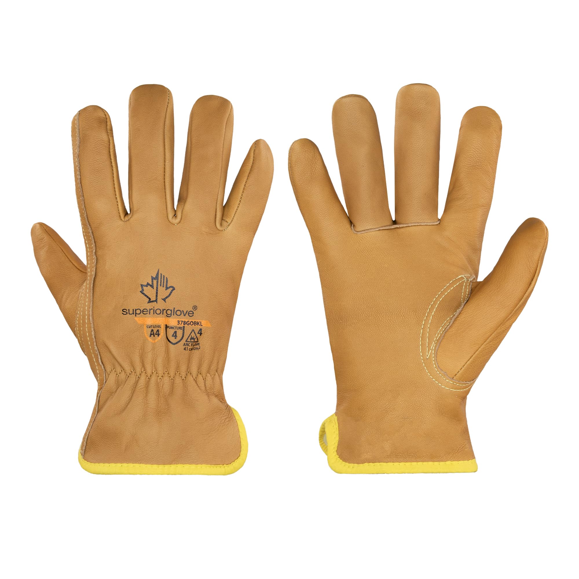 Superior Glove Endura Cut and Water Resistant Leather Work Gloves for Men & Women – 378GOBKL 2X-Large (Pack of 1 Pair) Image