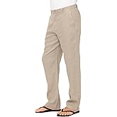 Mariyaab Men's 100% Linen Pants with Button Closure