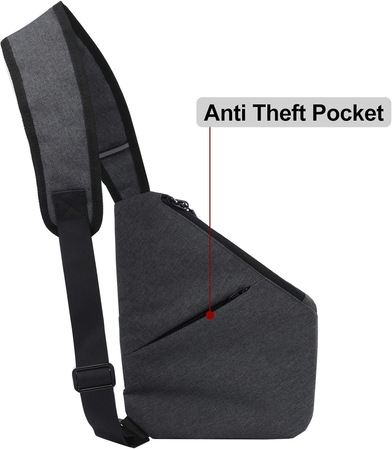MAYMOONER Mens Crossbody Sling Backpack Anti Theft Chest Bags Lightweight Shoulder Bag Travel Daypack Color Grey - Image 3