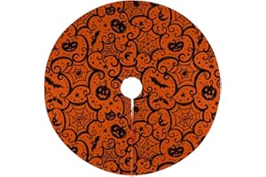 MAJOUG Halloween Tree Skirt, Halloween Pumpkin Spider Web Xmas Tree Mat for Farmhouse New Year Festive Holiday Party Decorations Indoor Outdoor 30" inch