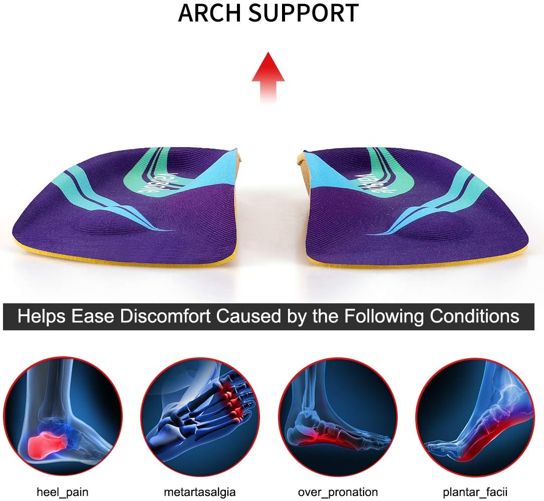 VALSOLE 3/4 Length Plantar Fasciitis & Arch Support Shoe Inserts Insoles for Men & Women – Best Original Orthotics for Flat Feet, Over-Pronation, High Arch//All-Day Relief Heel Spur Pain: Health & Personal Care