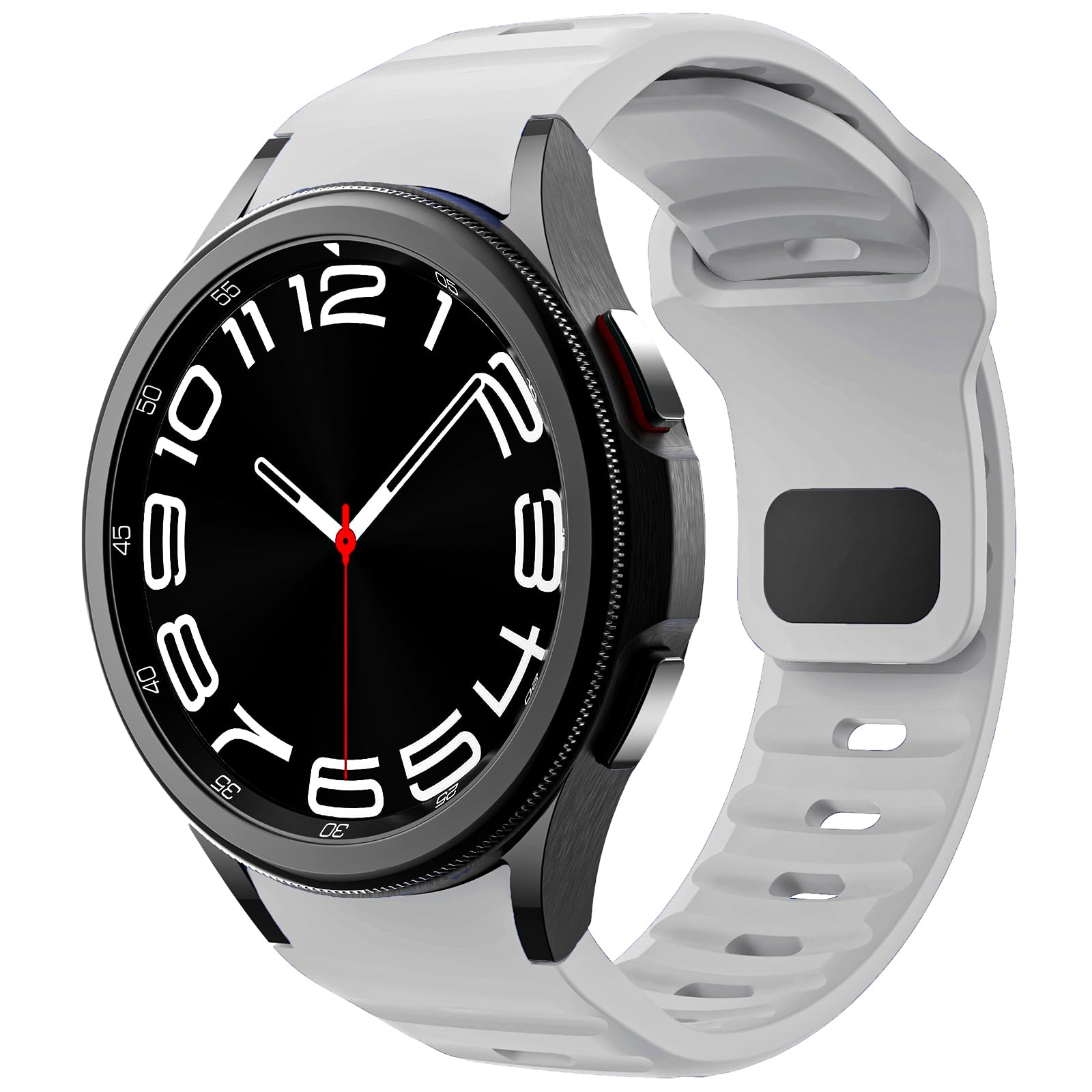 Rugged No Gap Band Compatible with Samsung Galaxy Watch 7 FE 4 5 6 Band 44mm 40mm/Galaxy Watch 6 Classic Bands 47mm 43mm/Watch 5 Pro 45mm/4 Classic 46mm 42mm, Silicone Replacement Sport Strap for Men