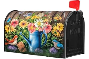 SWEETSHOW Spring Summer Magnetic Bird Mailbox Cover - Floral & Butterfly Design - Standard Size 18" X 21" - Holiday Garden Decoration