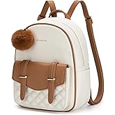 Missnine Mini Backpack for Women Cute Small Backpack Purse With Pompom PU Leather Bookbag Small Casual Daypacks For Ladies