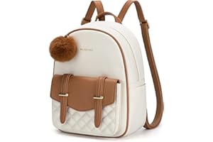 Missnine Mini Backpack for Women Cute Small Backpack Purse With Pompom PU Leather Bookbag Small Casual Daypacks For Ladies