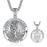 ADMETUS 925 Sterling Silver Patron Saint Medals | Amulet Necklace Protection Jewelry for Men with 2.5mm 22"+2" Rolo Chain