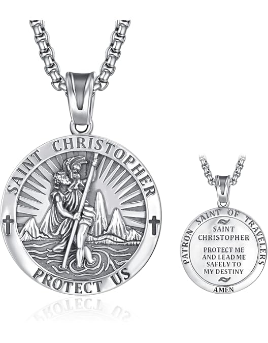 thumbnail image 2 of Wishing For Claudia 925 Sterling Silver St. Christopher Oval Medal Pendant – 0.83 Inch 2 of 6