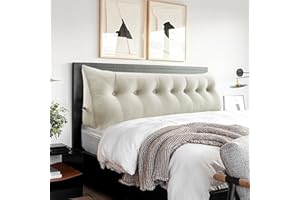 BNCKTRD Headboard Wedge Pillow Large Bolster Triangle Reading Pillow King Size Bed Rest Back Support Pillow for Sitting up in Bed Daybed Couch Backrest Cushion Velvet Off-White