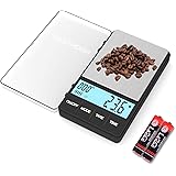 Small Coffee Scale with Timer, 1000 x 0.1g Digital Gram Scale with Large LCD Screen, Espresso Scale with Tare Function, Stain