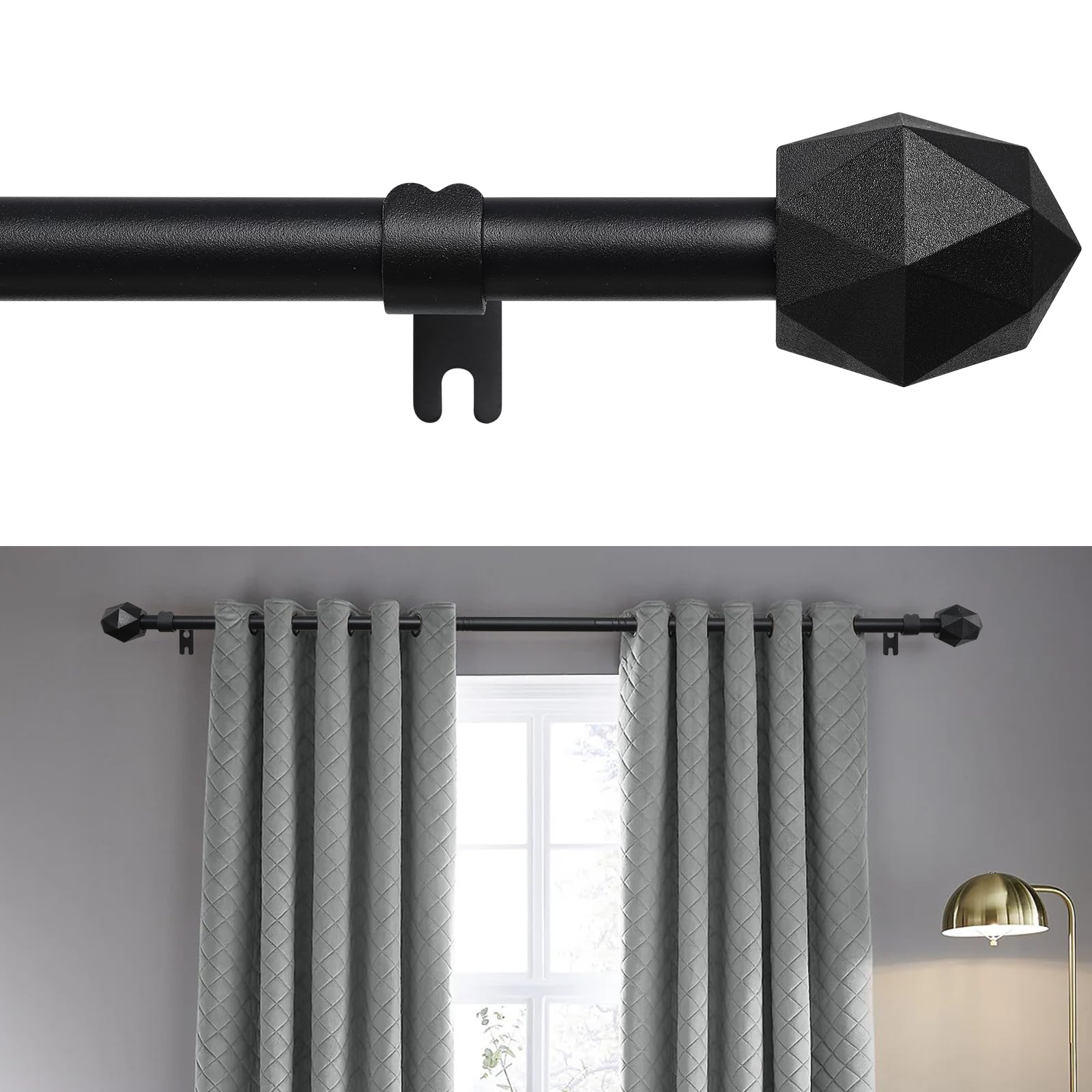 Photo 1 of (USED/FAIR) FLY HAWK Curtain Rods, 66" to 137" for Windows Curtain Rod Set, Modern Simplicity Decorative Style 5/8 Inch Metal Curtain Pole, Heavy Duty Drapery Rods with Brackets Black