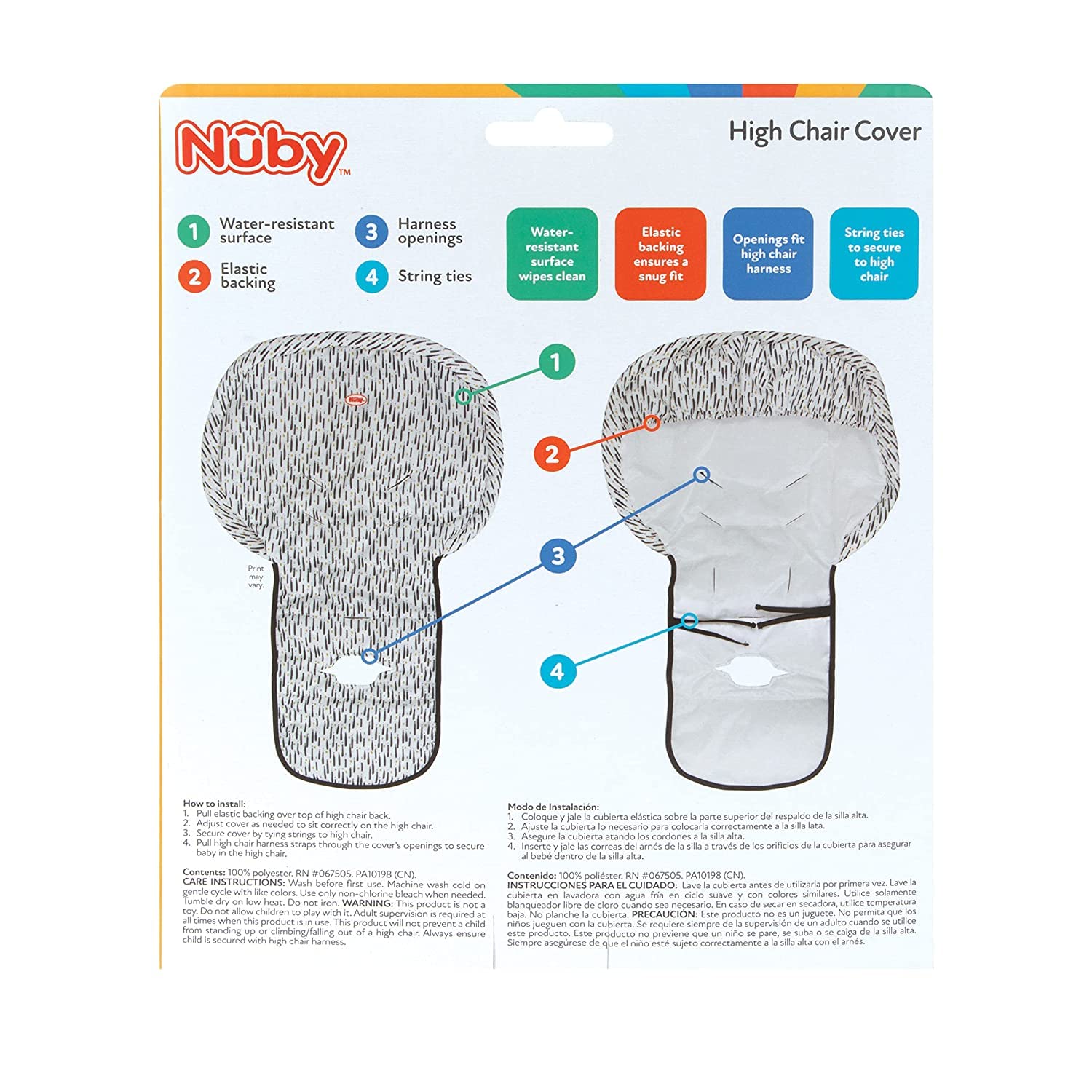 Nuby Baby High Chair Cover - Protects from Spills and Crumbs - Water Resistant for Easy Cleanup - Arrow Print