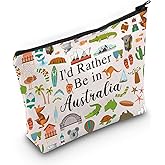 PWHAOO Australia Travel Traveling Gift I'd Rather Be in Australia Makeup Bag Australia Trip Vacation Cosmetic Bag Australia Souvenir Gift (Rather Be in Australia M)