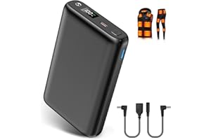 YMTHE 5V/7.4V 30000mAh Heated Vest Battery Pack, Portable Power Bank with USB/DC Port LED Display, Battery Charger for Heated Vest, Jacket, Pants