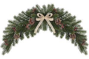 Topotdor 24 Inch Christmas Swags for Front Door,Artificial Pine Cone with Red Berries,Christmas Holiday Decor for Window Mailbox Window Stair Xmas Home Decor