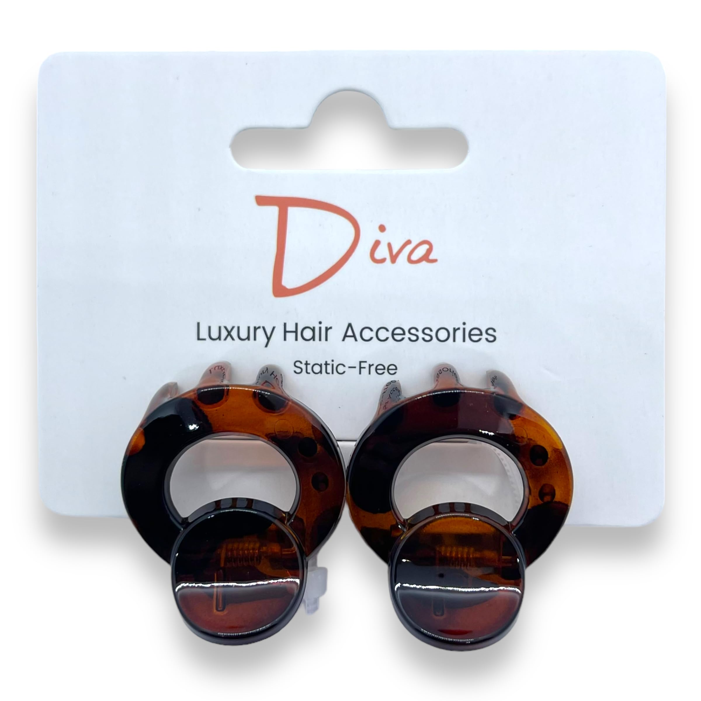 Diva Open Round Elegant & Premium Hair Claw Clip | 3 CM / 1.2 INCH | Amber or Gold Tortoiseshell, Black | Quality Materials | Durable Grip & Secure Hold (Amber Tortoiseshell, 3 CM / 1.2 INCH)