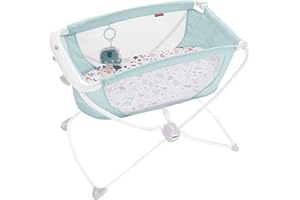 Fisher-Price Baby Crib Rock With Me Bassinet Portable Cradle With Mesh Sides And 1 Toy, Folds For Travel, Pacific Pebble