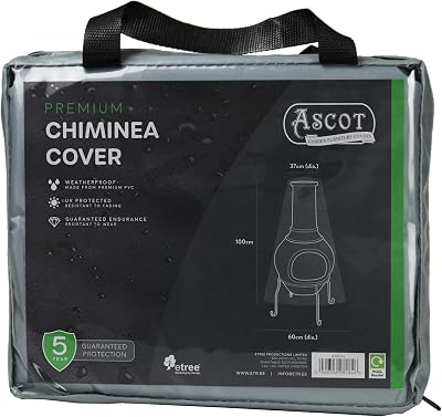 Ascot Premium Chiminea Cover Modern Grey 37-60cm Dia x 100cm H UV Protected