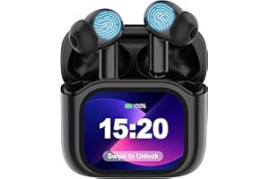 MERRYKING AI Language Translation Earbuds, in-Ear LCD Touchscreen Real-Time Translator for 144 Languages & Accents, HD Sound, Long Battery Life, Ideal for Travel and Business, with ONE Year Subscription, Black