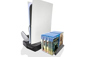 OLYGIVE PS5 Controller Charging Station, PS5 Cooling Fan, Vertical Stand for PlayStation 5 Digital Edition & Ultra HD Game Console with Dual Charger Indicator USB Ports for PS5 - Black