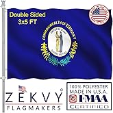 ZEKVY Kentucky Flag 3x5 Outdoor Made in USA - Double Sided Heavy Duty Vivid Color Kentucky KY Flags with 2 Brass Grommet
