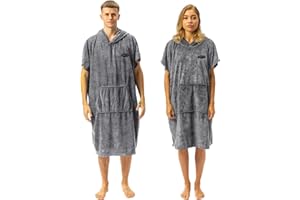 MWTA Surf Poncho Change Robe with Hood Thick Microfiber Wetsuit Changing with Pocket for water Sports Men and Women