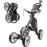 CaddyTek 4 Wheel Golf Push Cart - Caddycruiser One Version 8 1-Click Folding Trolley - Lightweight, Compact Pull Caddy Cart, Easy to Open