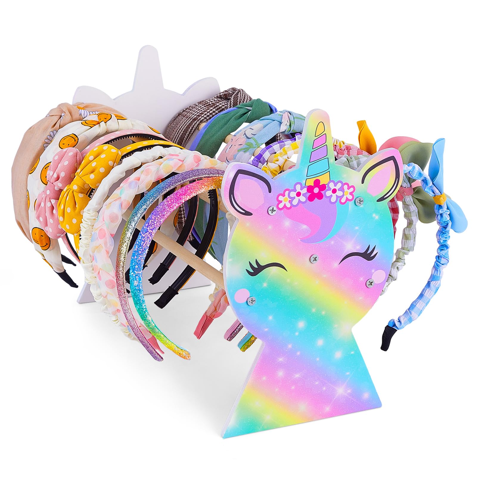 MHJY Headband Holder Unicorn Hair Accessories Organizer Hairband Holder Storage for Teen Girls Hair Band Hoop Display Stand, Rainbow