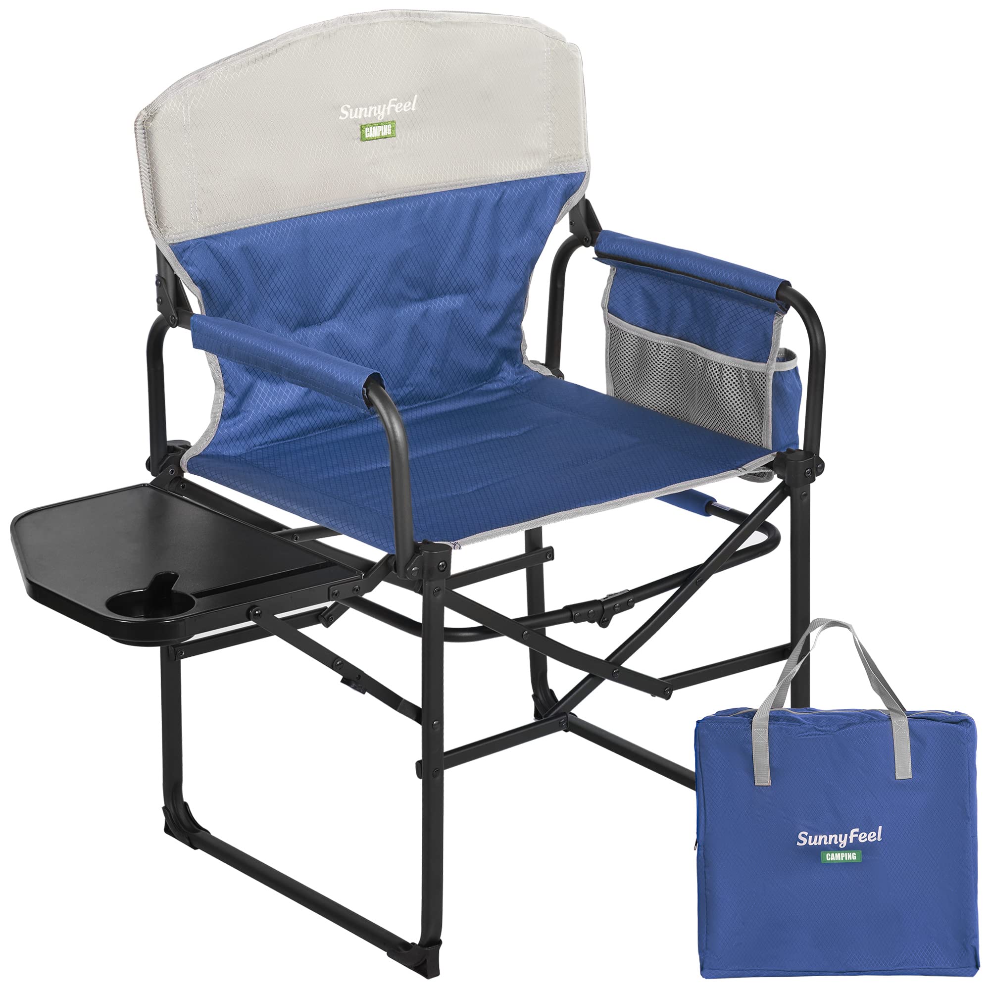 SUNNYFEEL Camping Directors Chair, Heavy Duty,Oversized Portable Folding Chair with Side Table, Pocket for Beach, Fishing,Trip,Picnic,Lawn,Concert Outdoor Foldable Camp Chairs Image