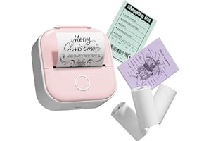 COLORWING T02 Thermal Sticker Printer with 3 Rolls Sticker Paper, Print Pods Mini Printer, Bluetooth Wireless Inkless Printer for Scrapbook and Journal, Compatible with Android and iOS - Pink